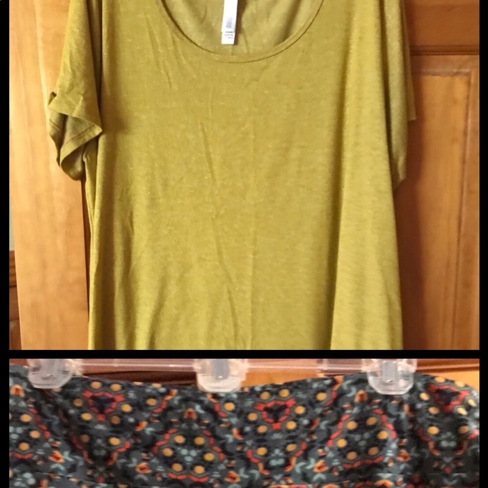 SET 2XL mustard LuLaRoe Classic Tee/TC leggings.